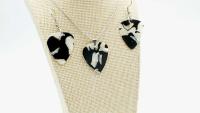 Cowhide Guitar Pick Earrings and Necklace