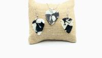 Cowhide Guitar Pick Earrings and Necklace