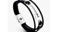 Acoustic Guitar Bracelet - Stainless Steel and Leather