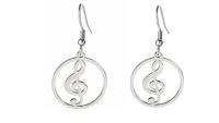 Treble Clef Circle Drop Earrings