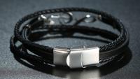 Music Treble Clef Note Bracelet - Stainless Steel and Leather