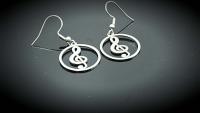 Treble Clef Circle Drop Earrings