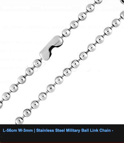 Stainless Steel Military Ball Link Chain 56cm - 3mm