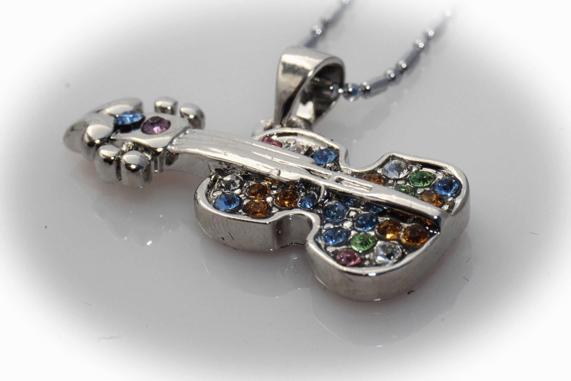 Acoustic Crystal  Guitar Music Necklace