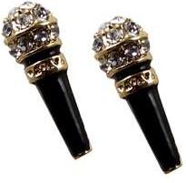Microphone Earrings Gold and Black
