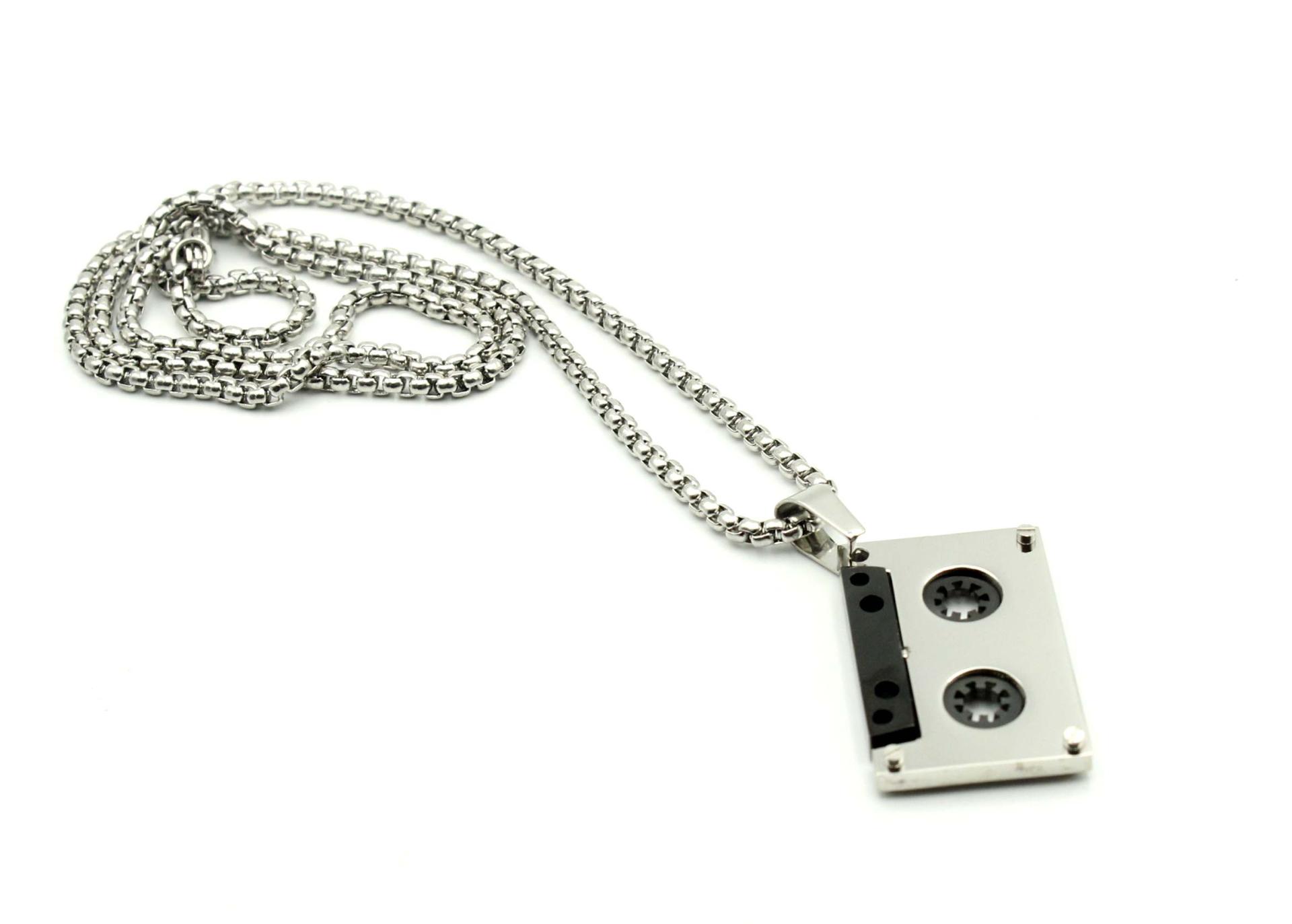 Audio Tape Stainless Steel Pendant Pendant On Chain