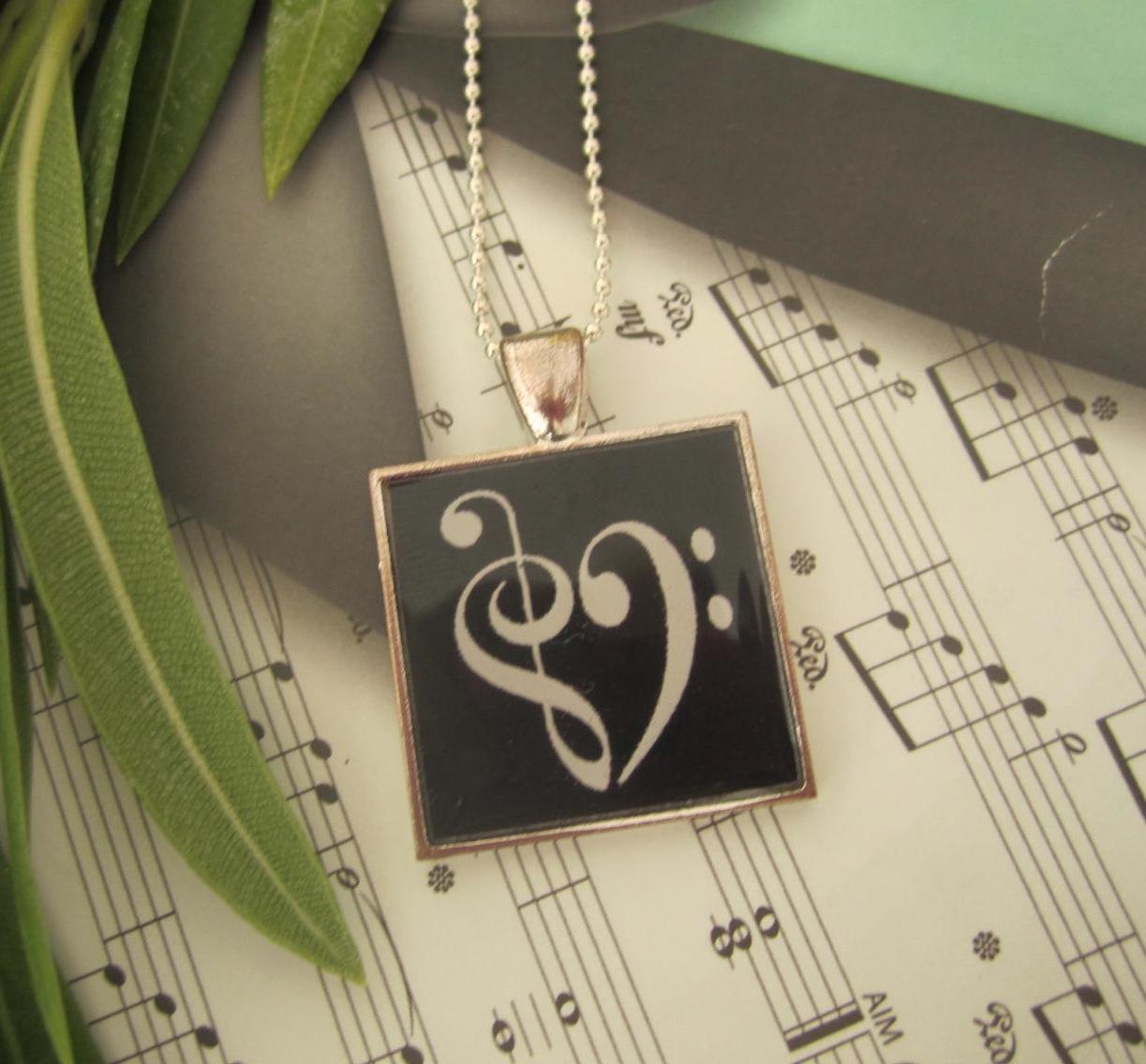 Bass Clef Resin Pendant