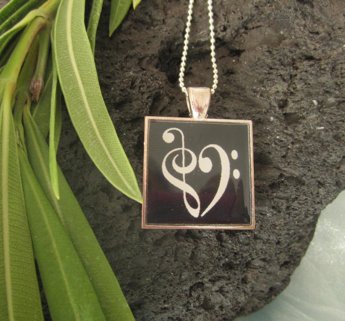 Bass Clef Resin Pendant