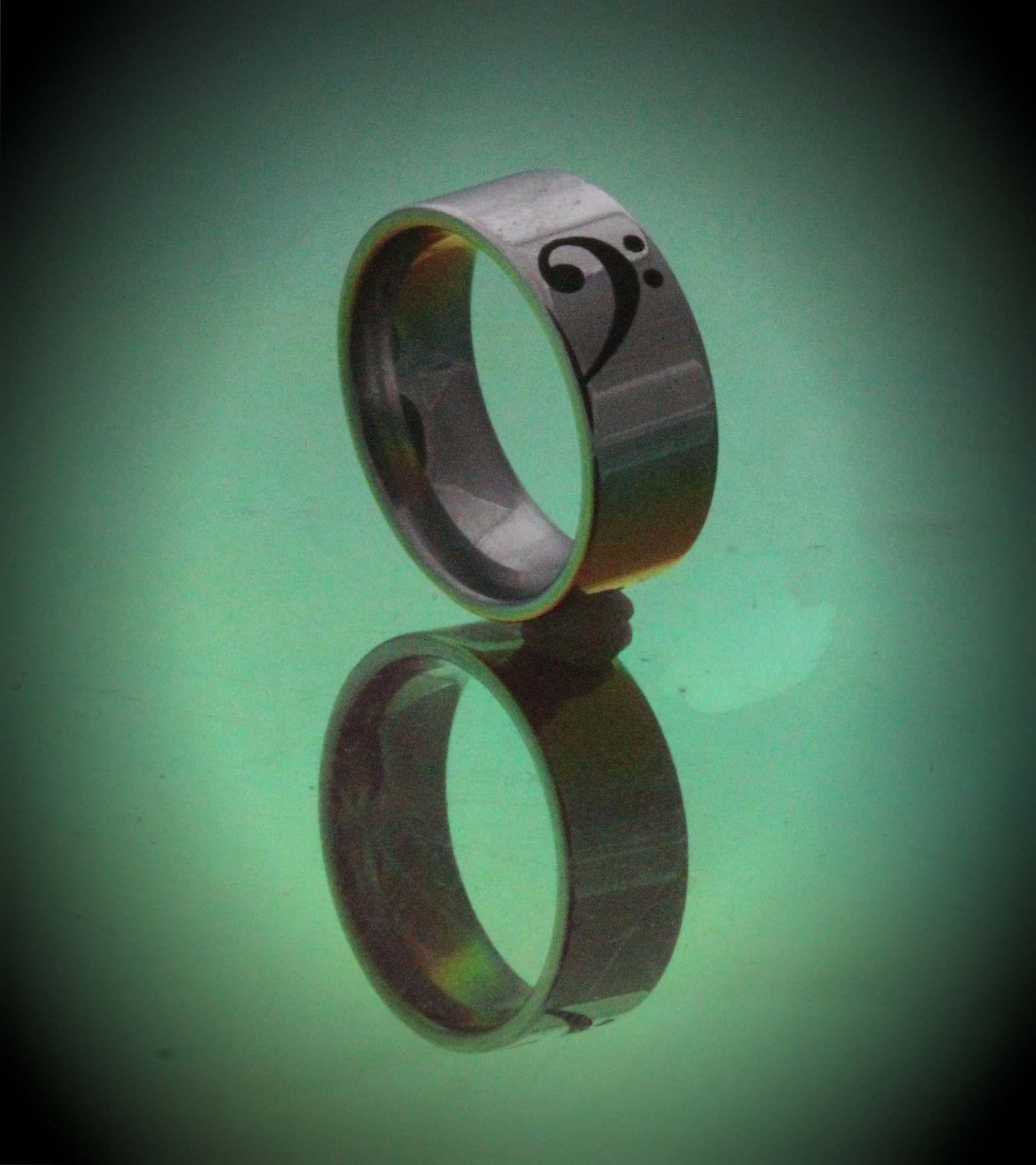 Bass and Treble Clef Stainless Steel Ring