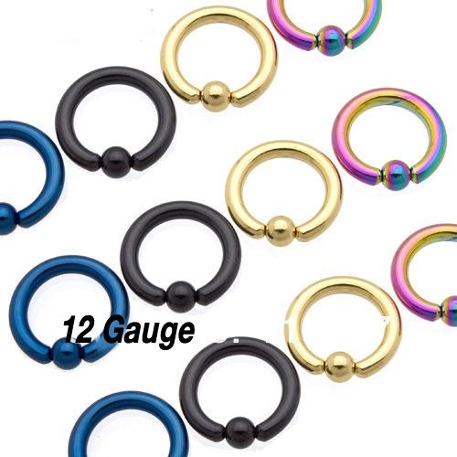 BCR Rings 12G - Titanium Stainless Steel BCR Rings - Choice of Colours