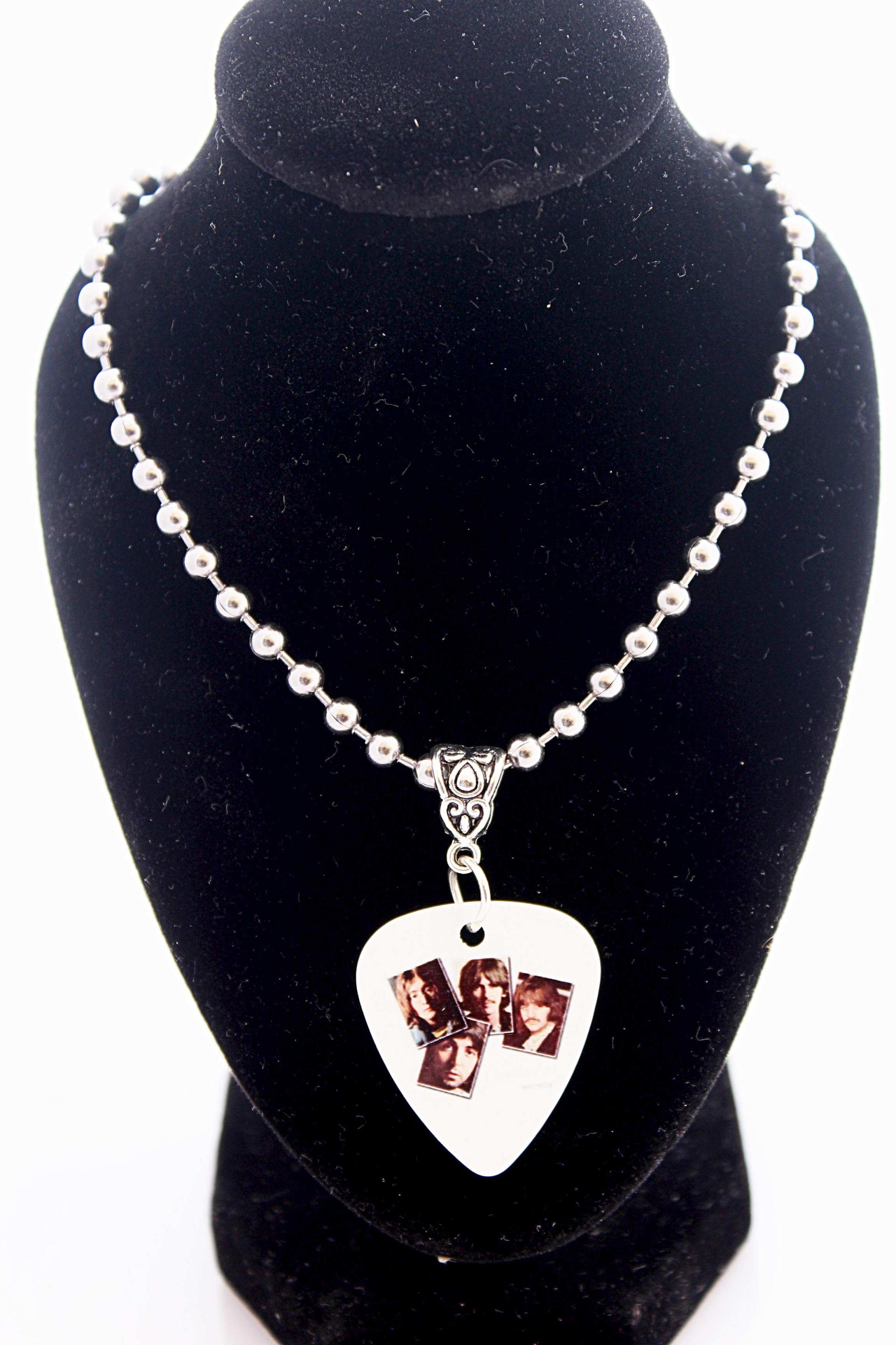 The Beatles Guitar Pick Necklace -  Customise with Chain Or Choker Style