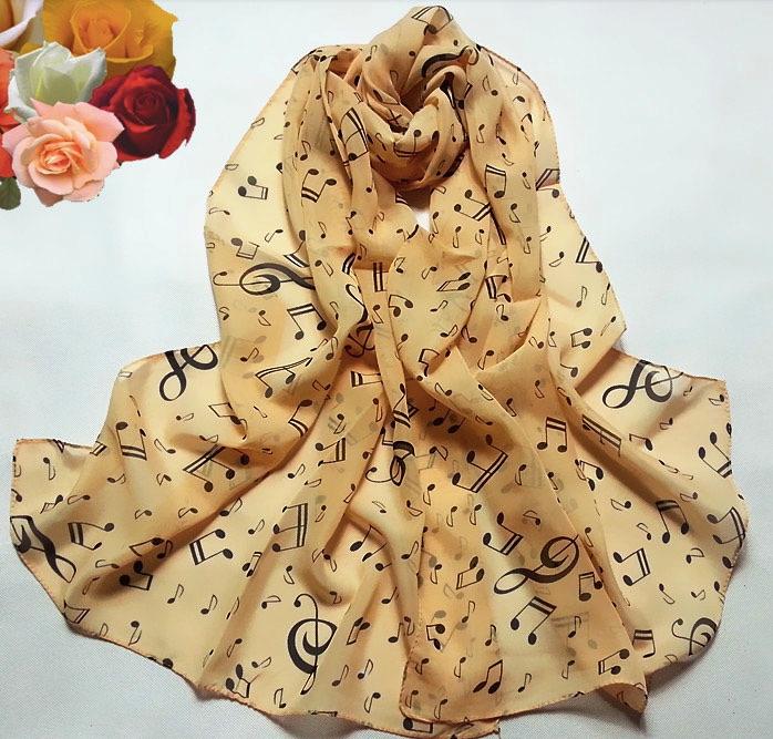 Ladies Musical Note Chiffon Neck Scarf