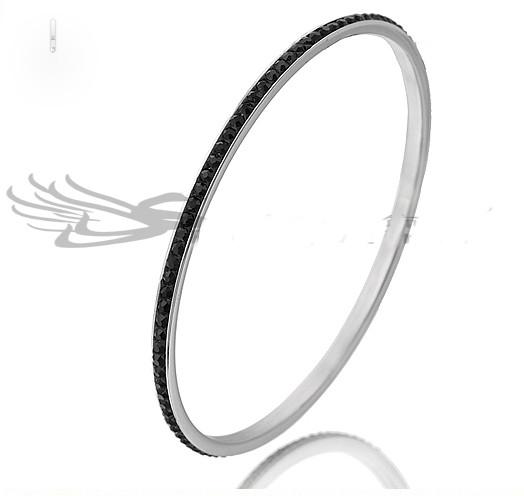 Black Crystal Stainless Steel Bangle