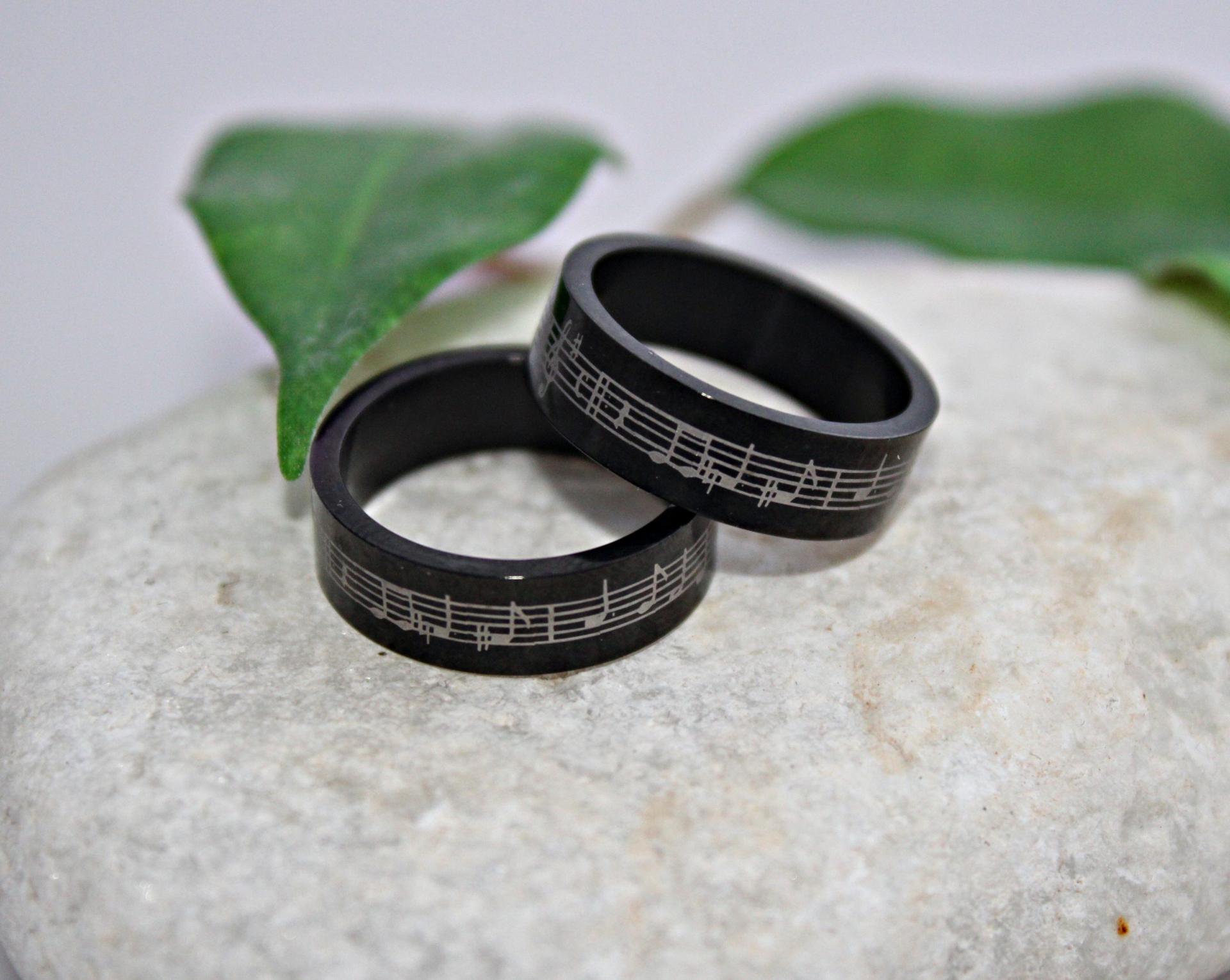 Music Ring - Romantic Black Stainless Steel Music band rings