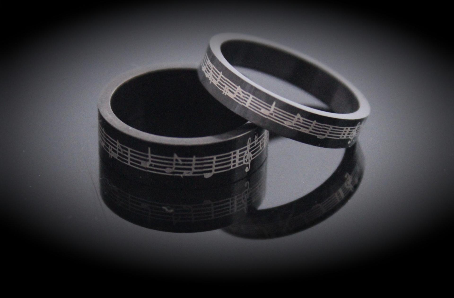 Music Ring - Romantic Black Stainless Steel Music band rings