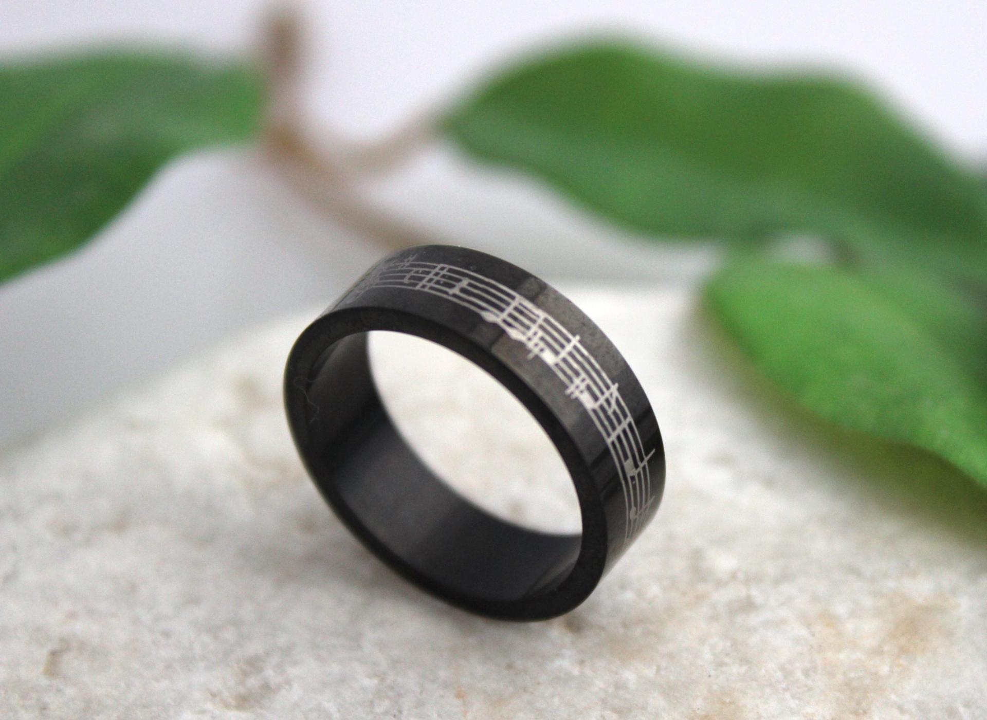 Music Ring - Romantic Black Stainless Steel Music band rings