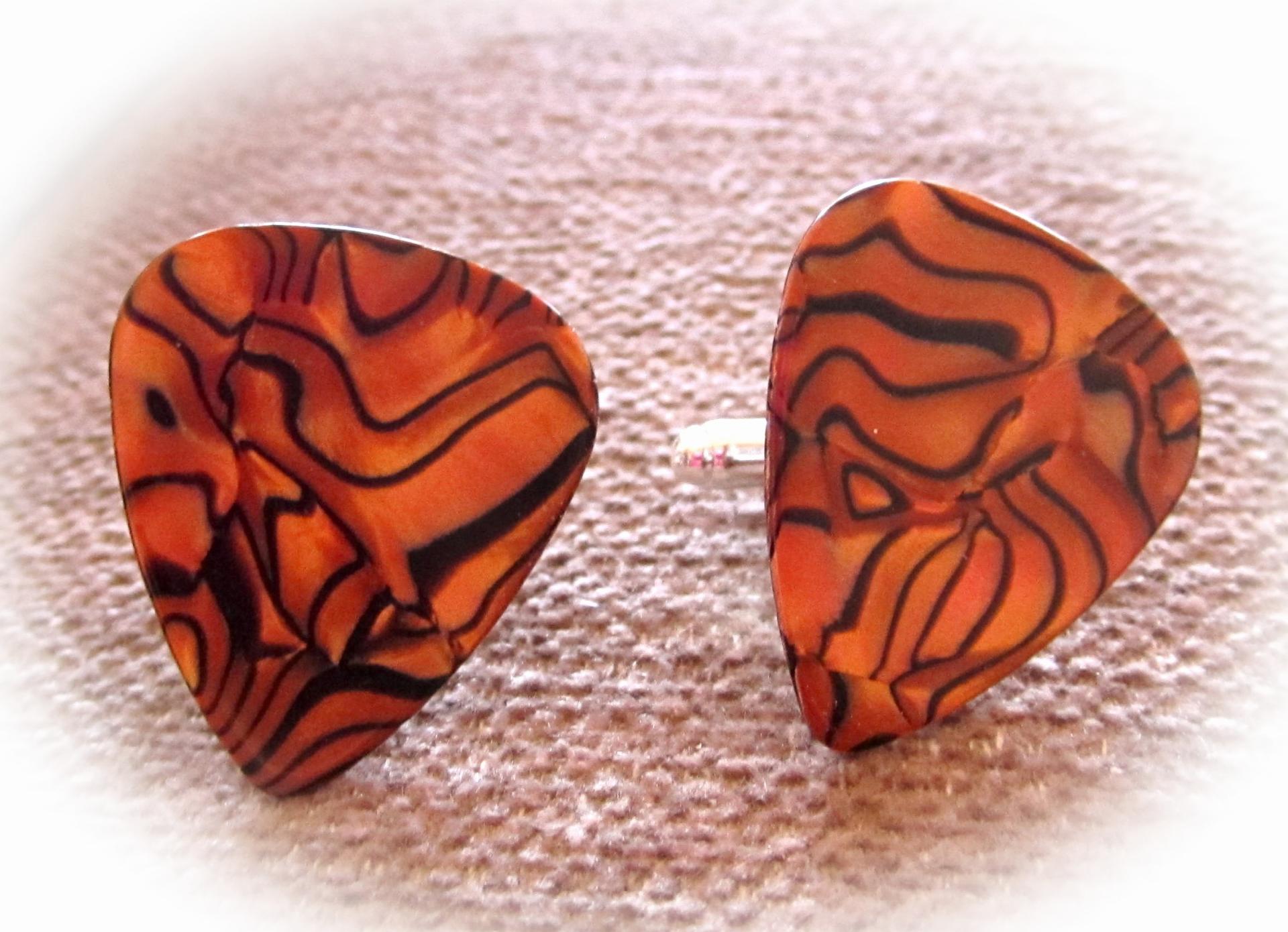 Guitar Pick Cufflinks - Bronze Pearl Style