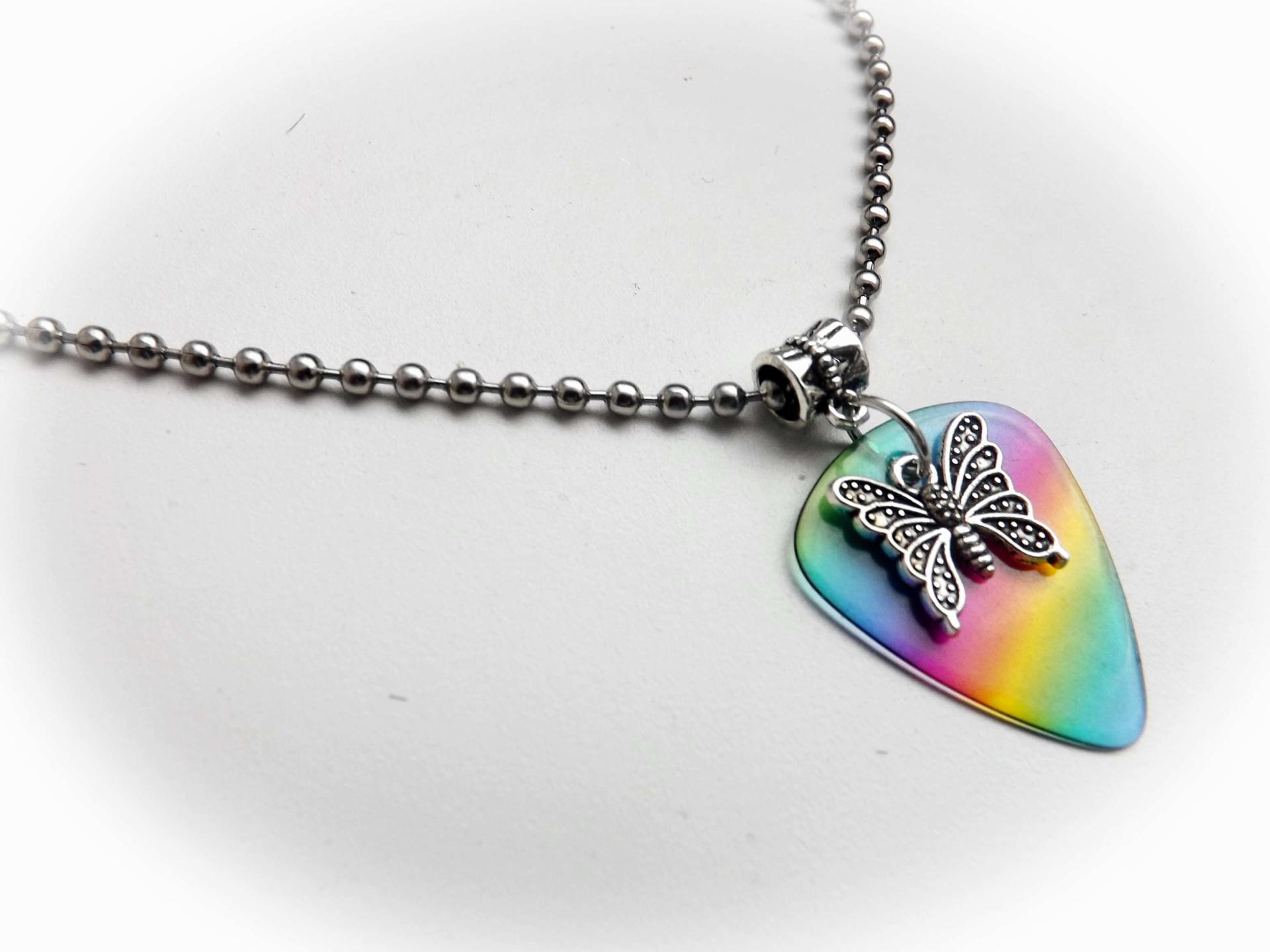 Butterfly on Rainbow Guitar Pick - Customisable!