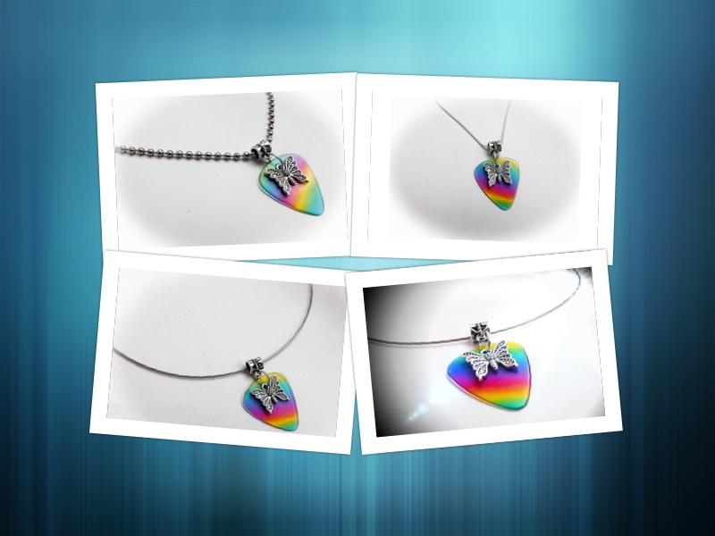 Butterfly on Rainbow Guitar Pick - Customisable!