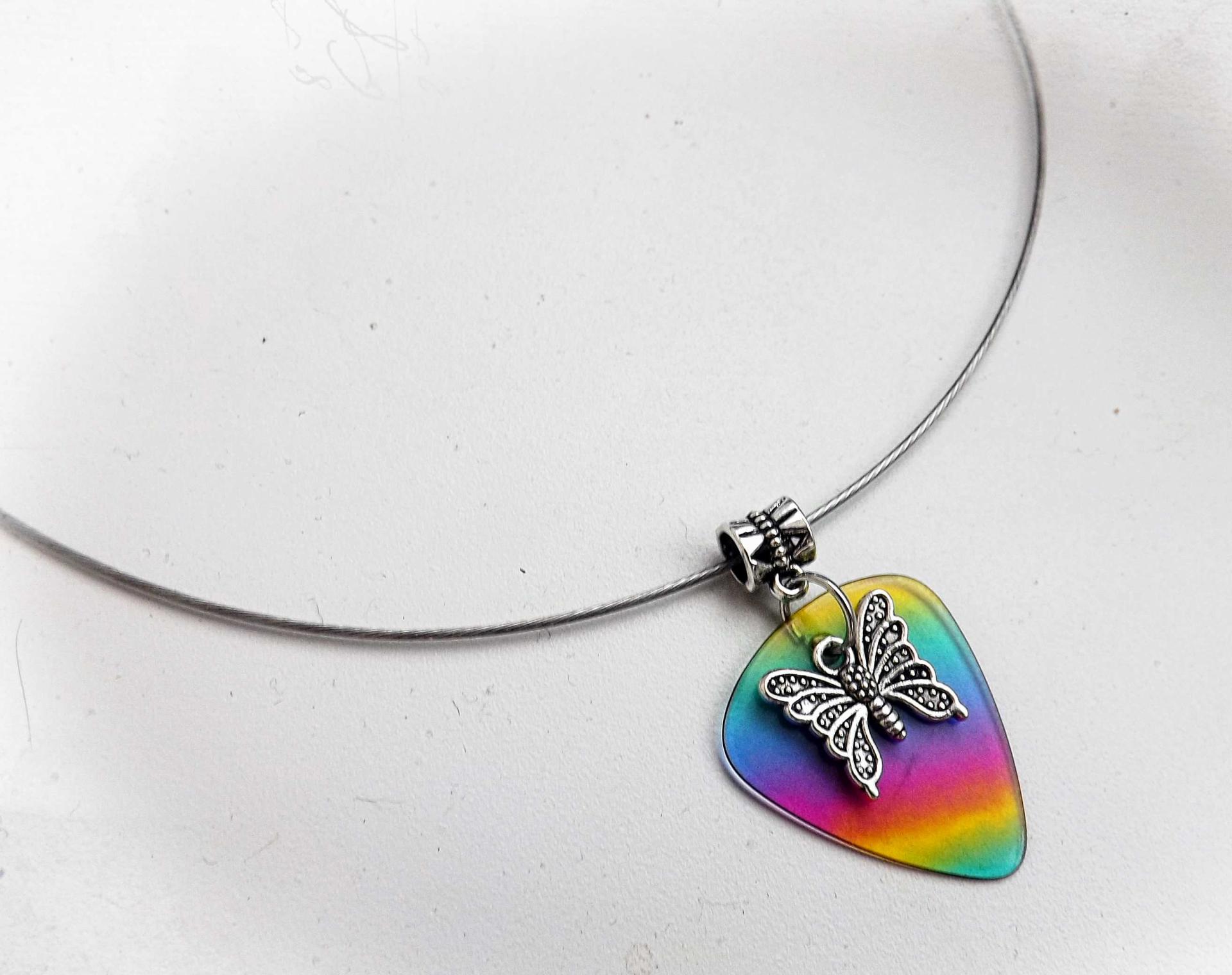 Butterfly on Rainbow Guitar Pick - Customisable!