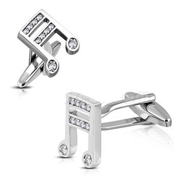 Music Note Cufflinks with Crystal Stones