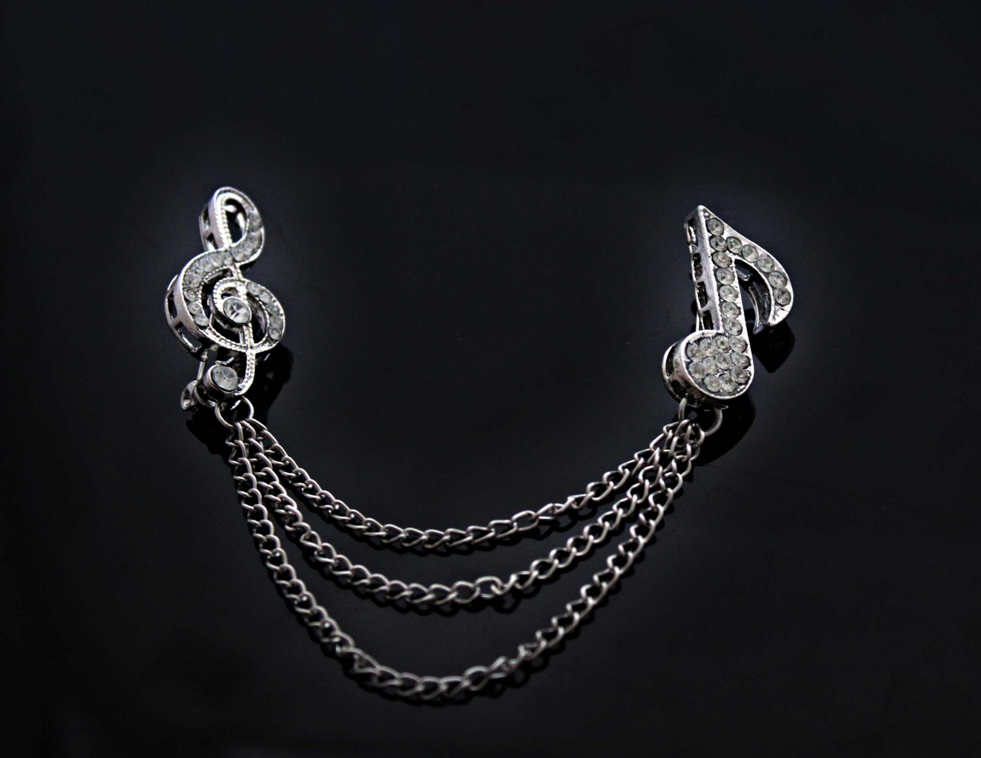 Unisex Music Lapel Pins With Chains