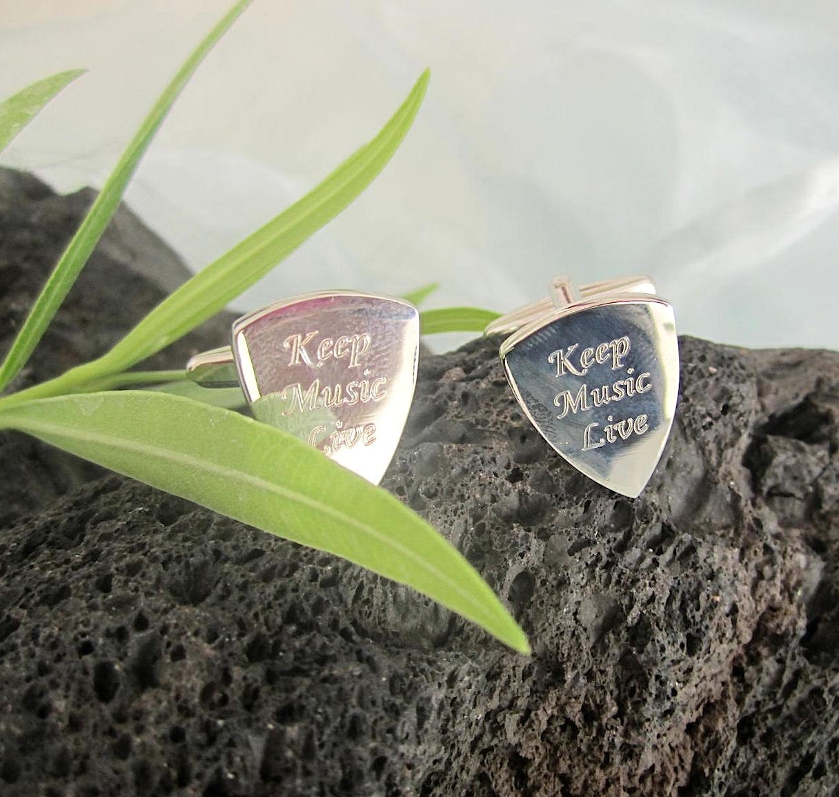 Chrome Cufflinks with Musical Slogan