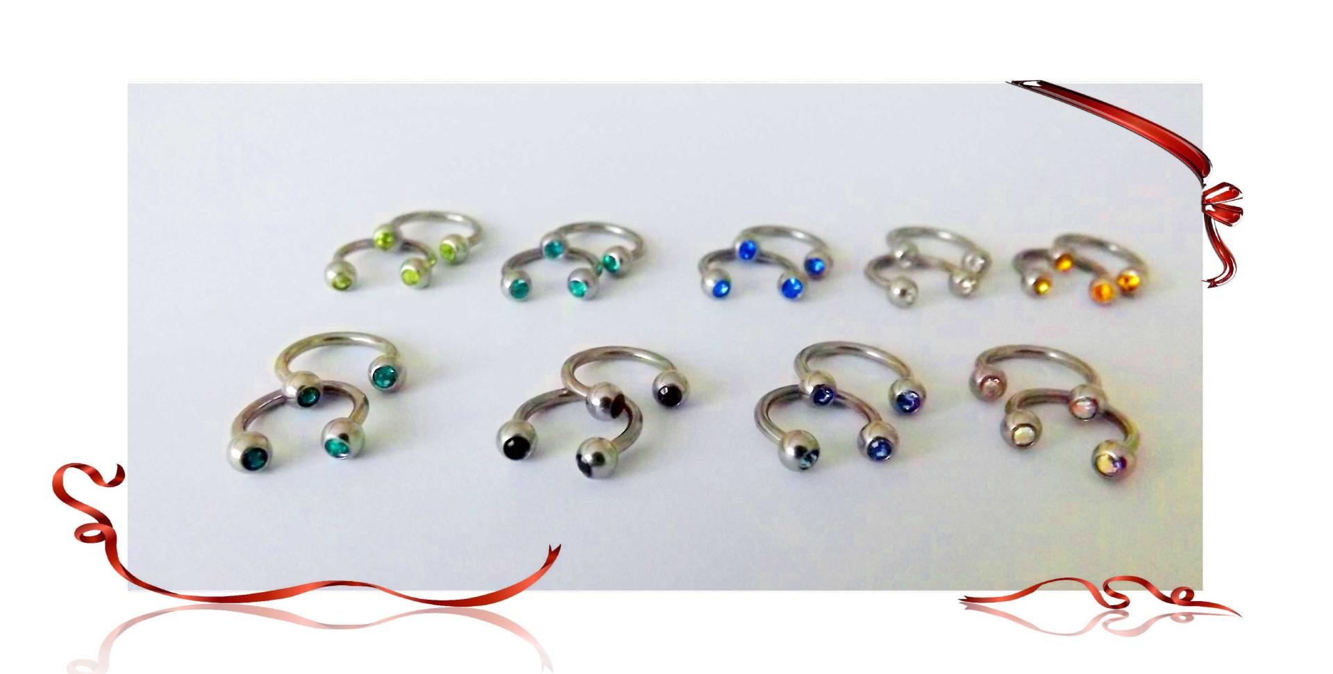 Circular Barbell horseshoe Body Jewelry With Crystal Gems