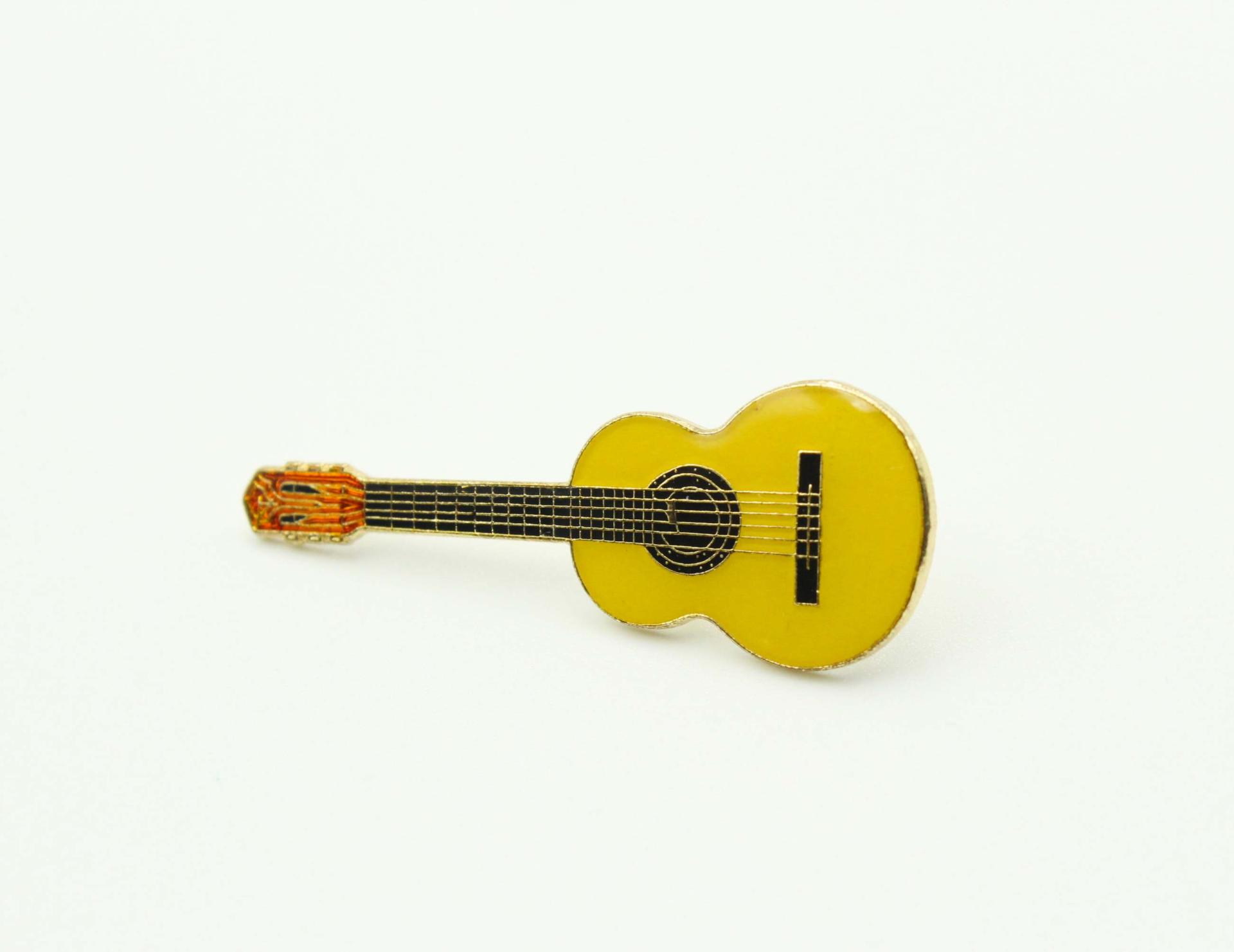 Classical Guitar Pin Badge In Cedar