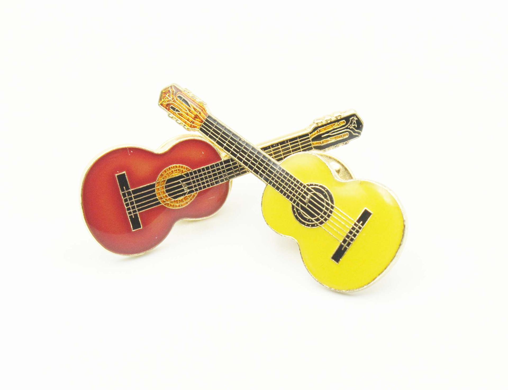 Classical Guitar Pin Badge In Cedar or Spruce Colour