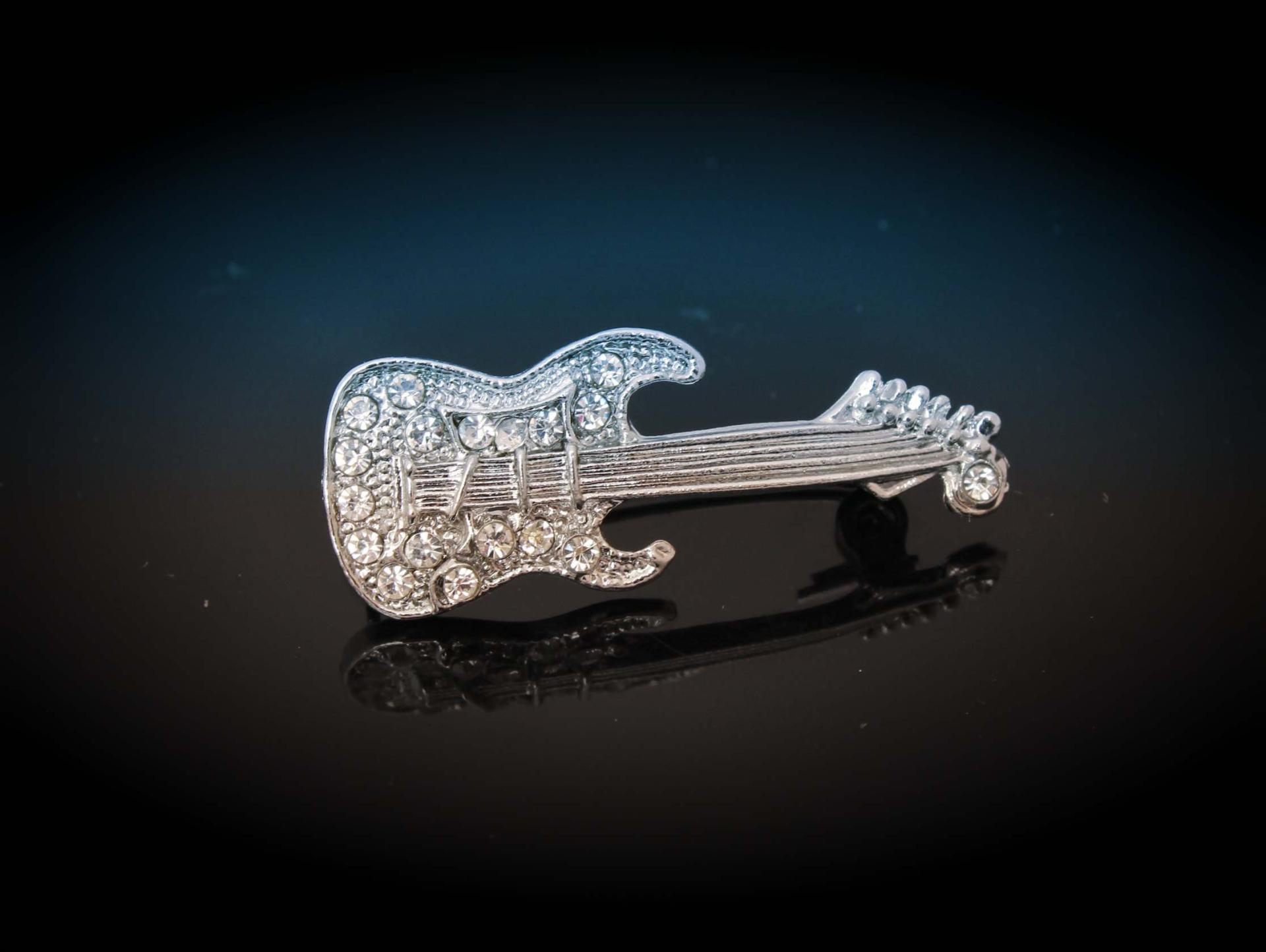 Crystal Guitar Brooch