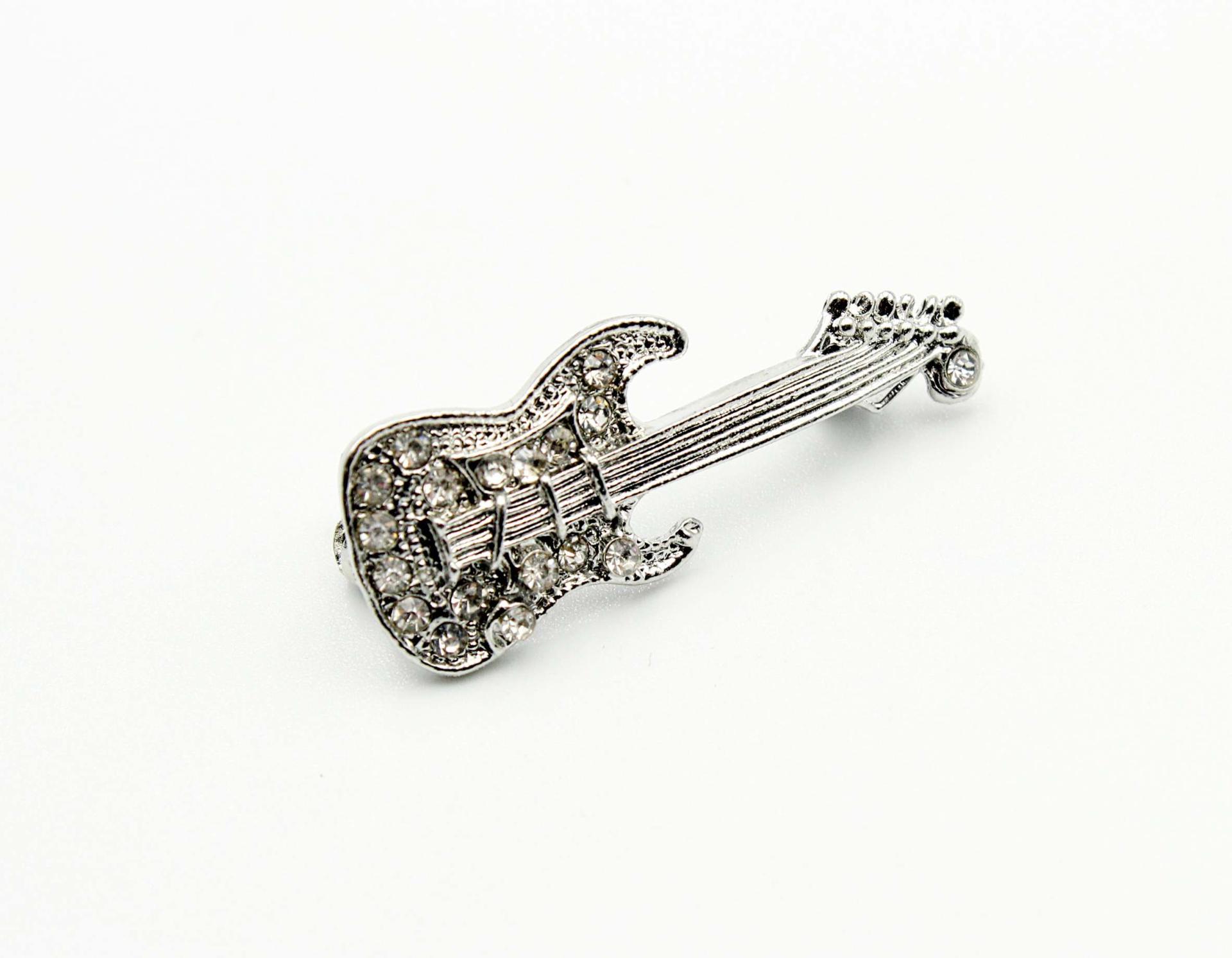 Crystal Guitar Brooch