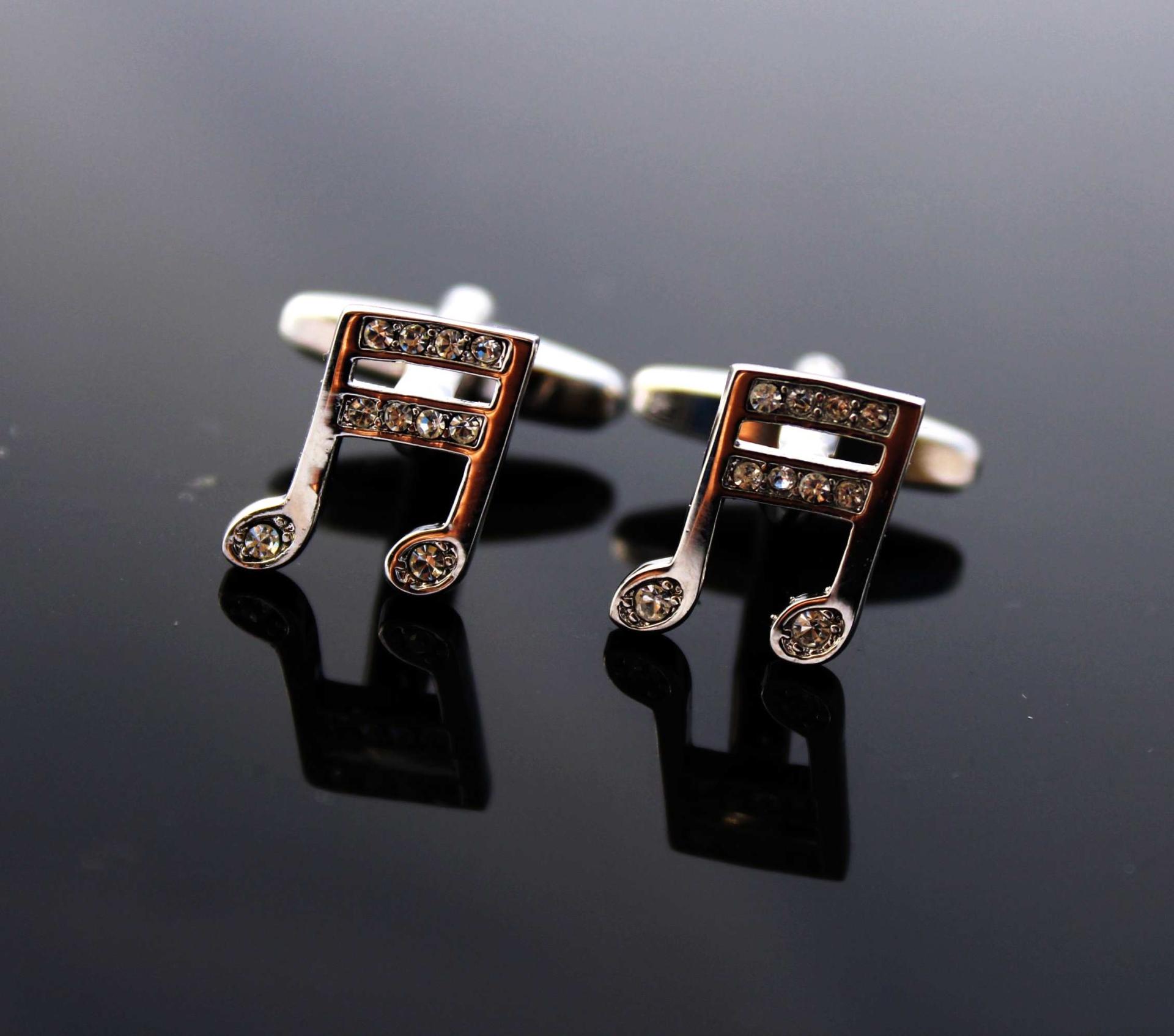 Music Note Cufflinks with Crystal Stones