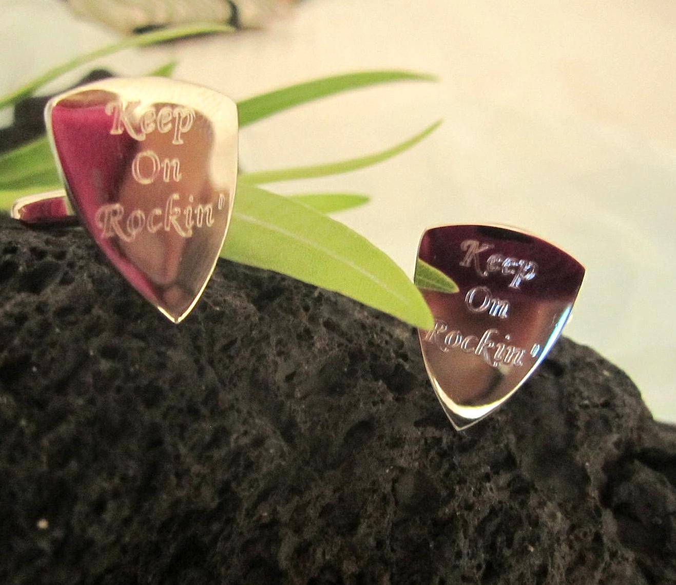 Chrome Cufflinks with Musical Slogan