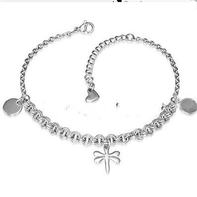 Dragonfly Circle Disc Love Heart Charm Bracelet