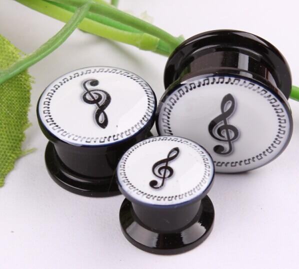 Treble Clef and Notes Ear Plug Expander Tunnel