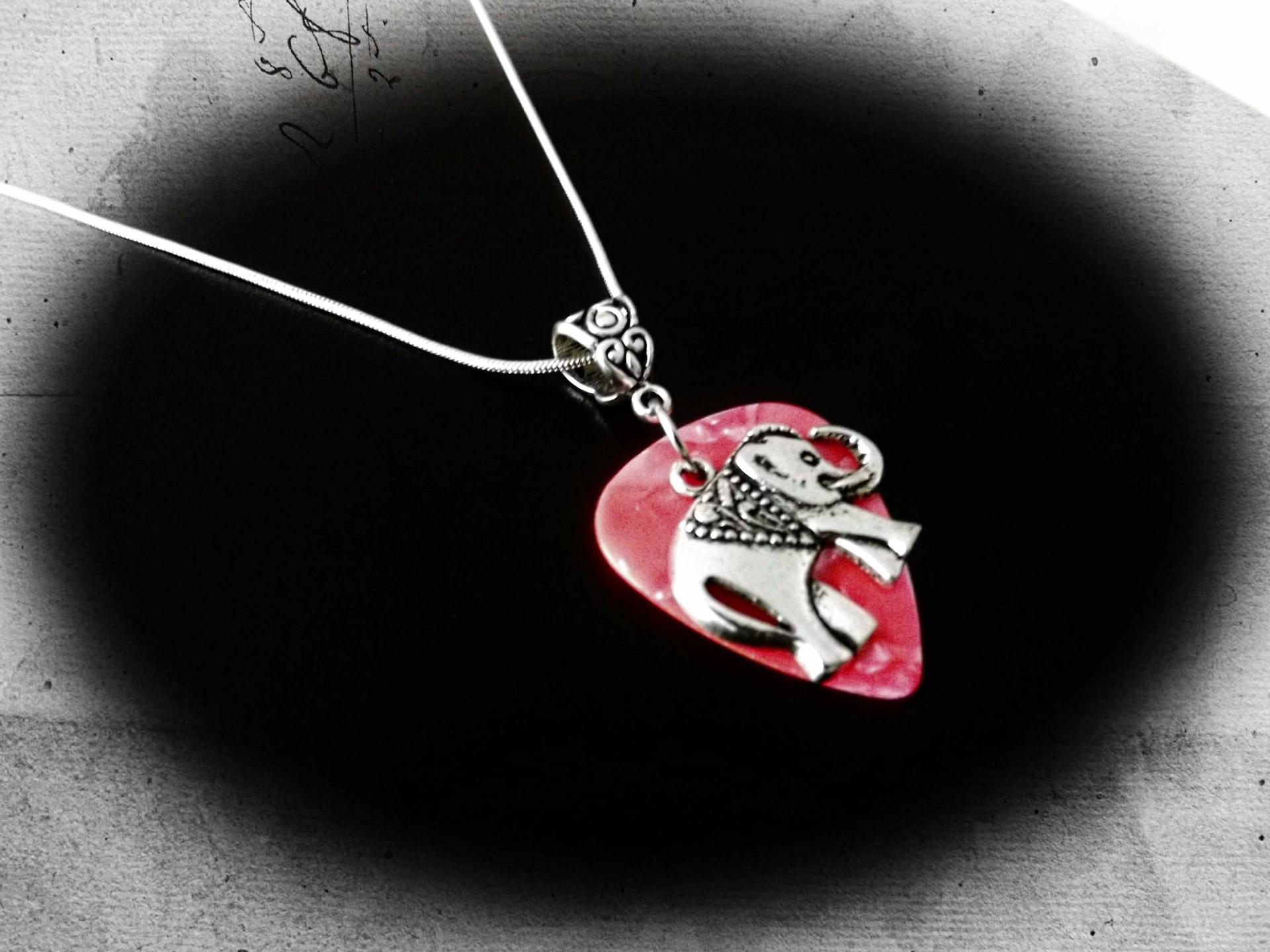 Elephant Necklace - Elephant Charm on Guitar Pick - Customisable