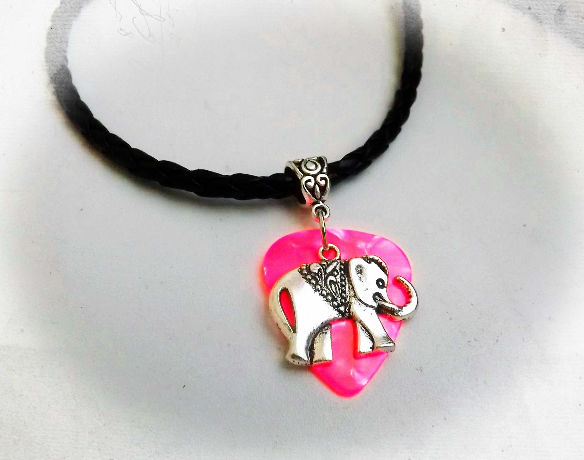 Elephant Necklace - Elephant Charm on Guitar Pick - Customisable