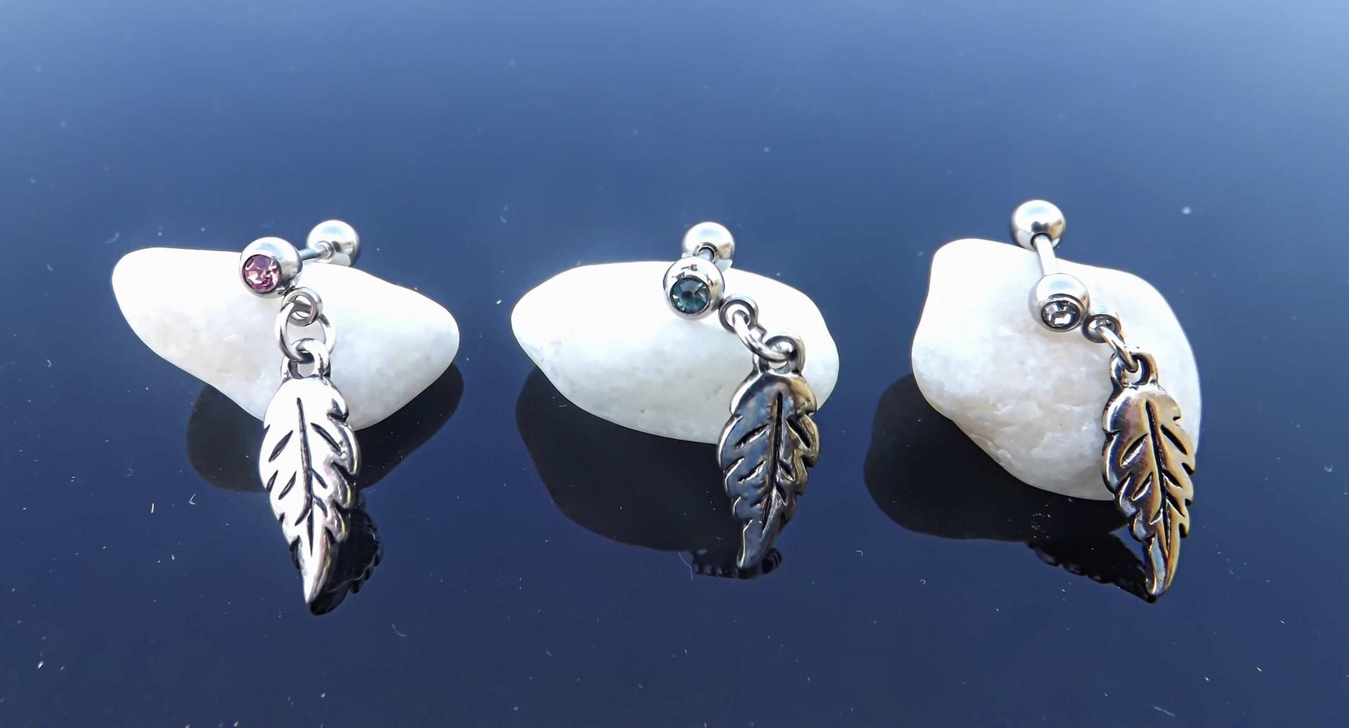 Falling Feather Dangle Cartilage Piercing Earrings