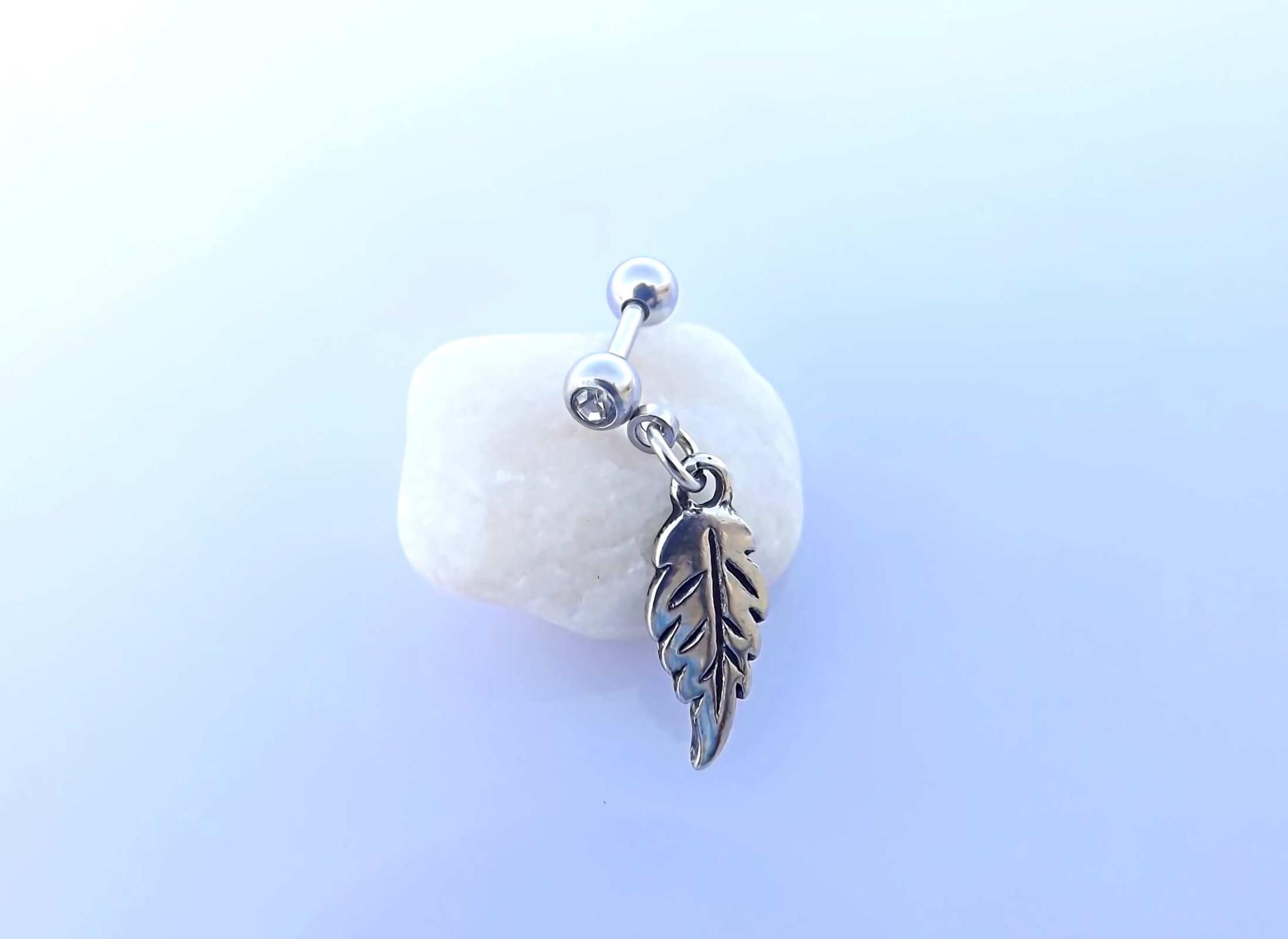 Falling Feather Dangle Cartilage Piercing Earrings