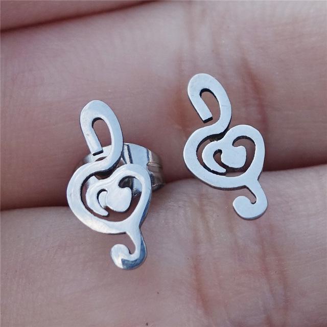 Treble Clef Earrings in Stainless Steel