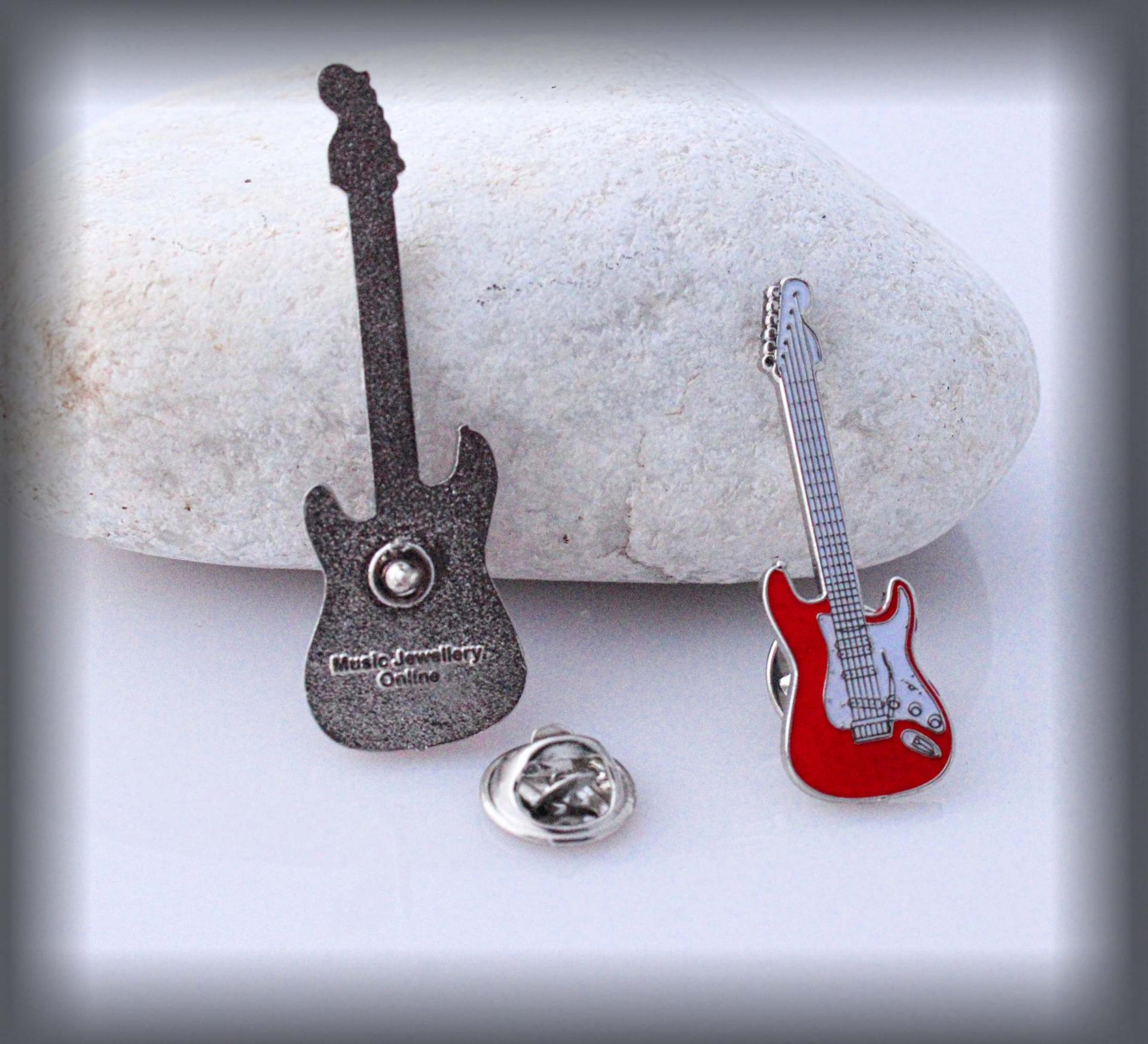 Fender Stratocaster Style Red Pin Badge - Standard Size & Super Size!