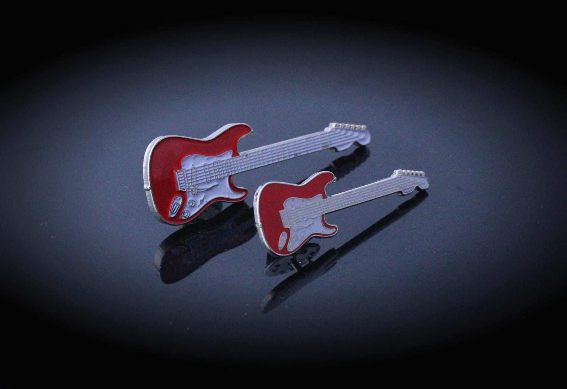 Fender Stratocaster Style Red Pin Badge - Standard Size & Super Size!