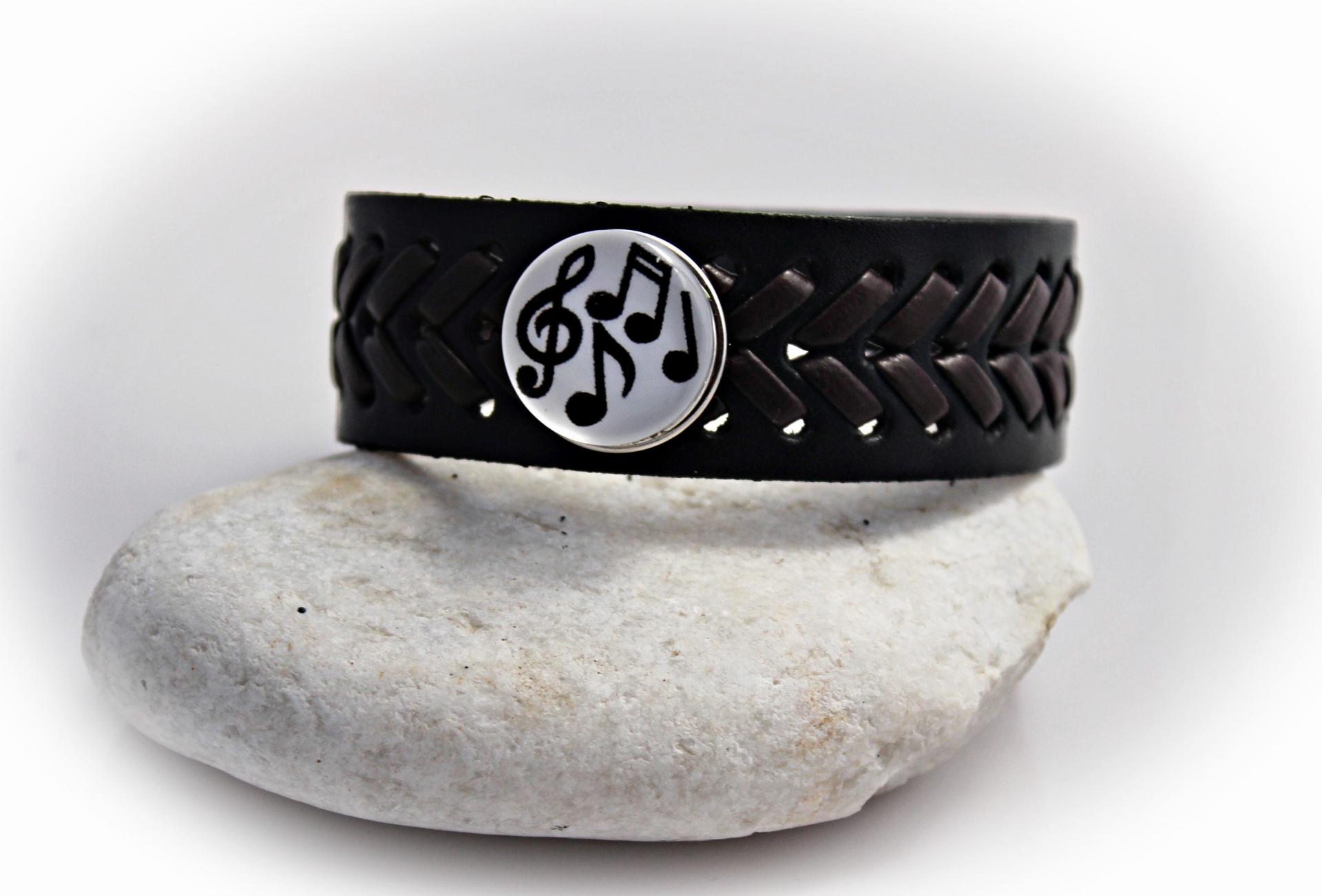 Leather Bracelet with Music Snap Buttons