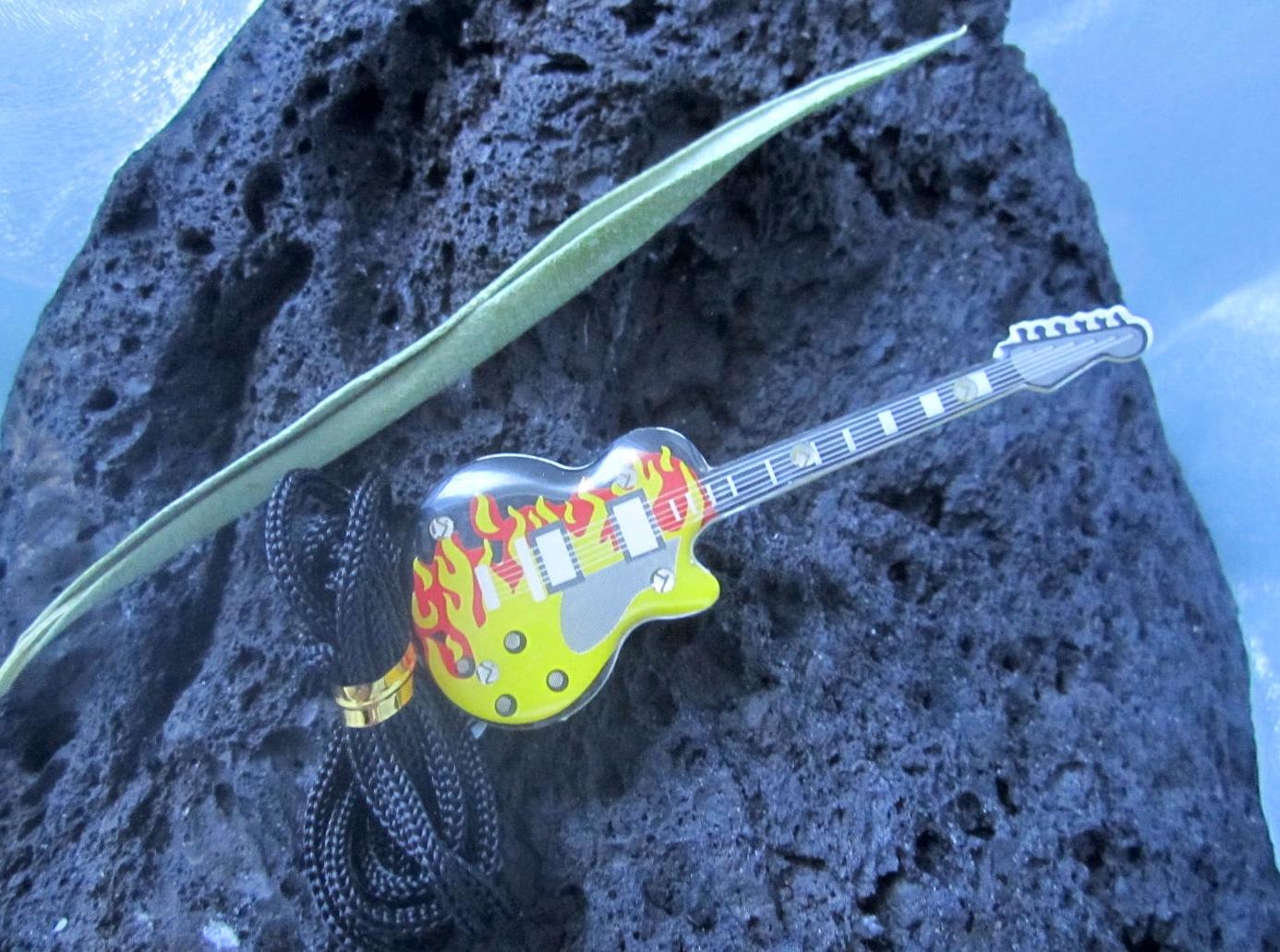 Flashing Guitar Necklace with Flames