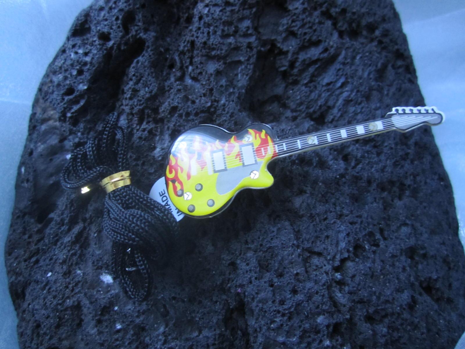 Flashing Guitar Necklace with Flames