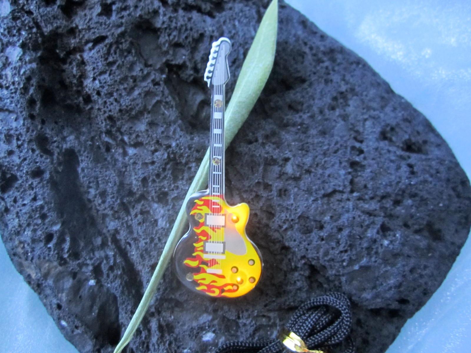 Flashing Guitar Necklace with Flames