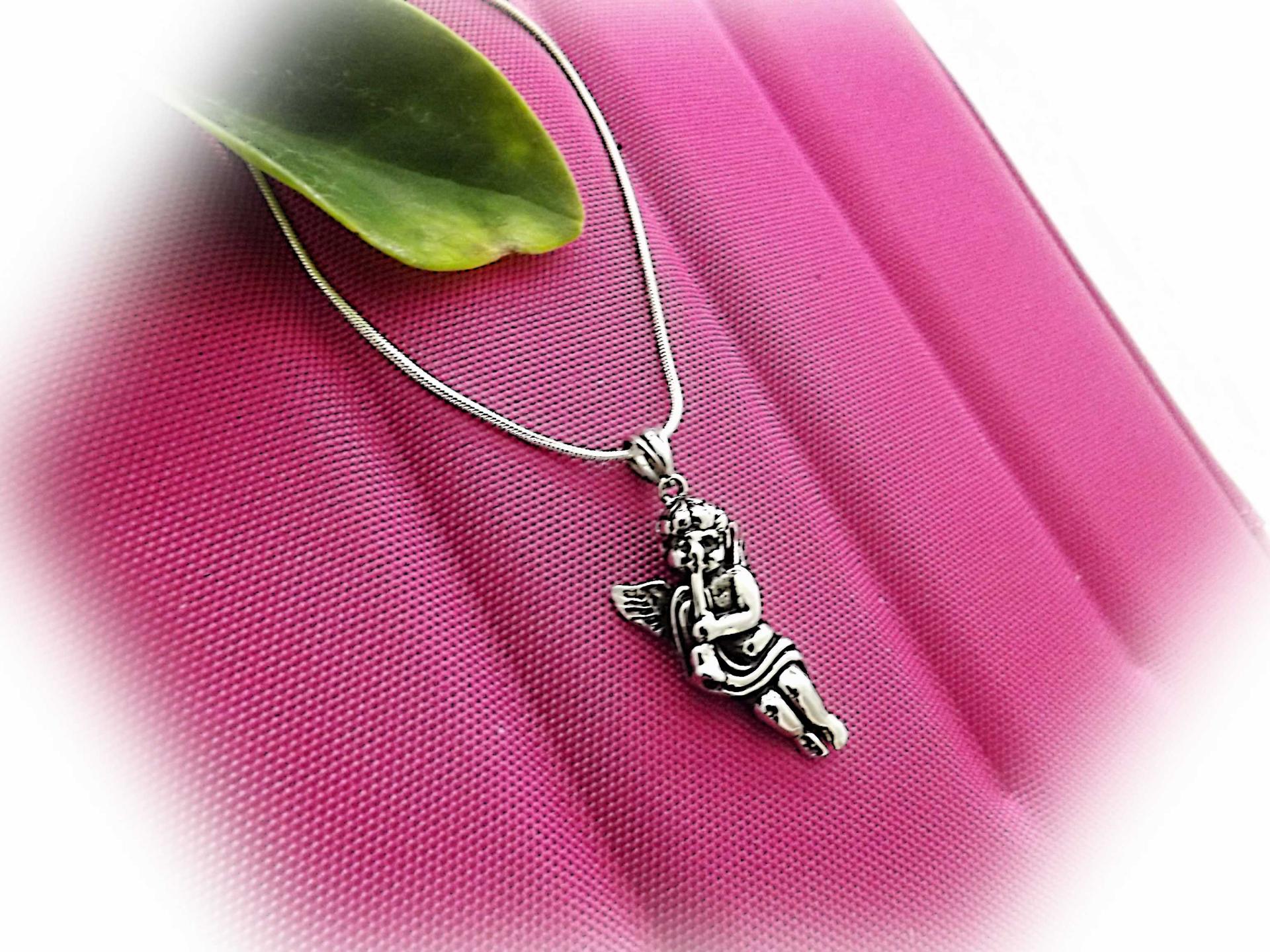 Flute Pendant - Stainless Steel Angel/Cupid Playing Flute