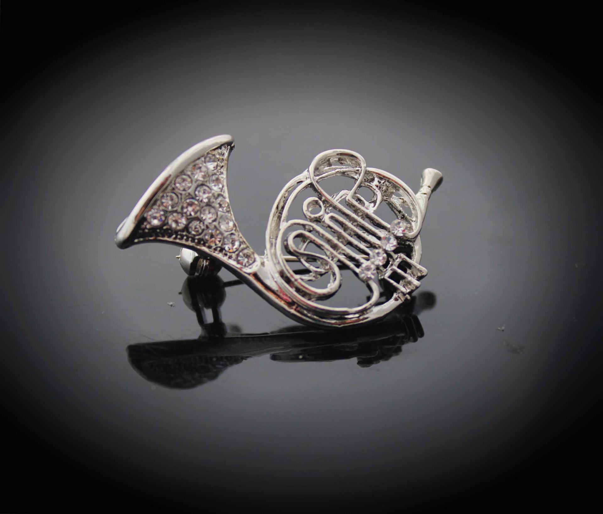 French Horn Brooch Pin