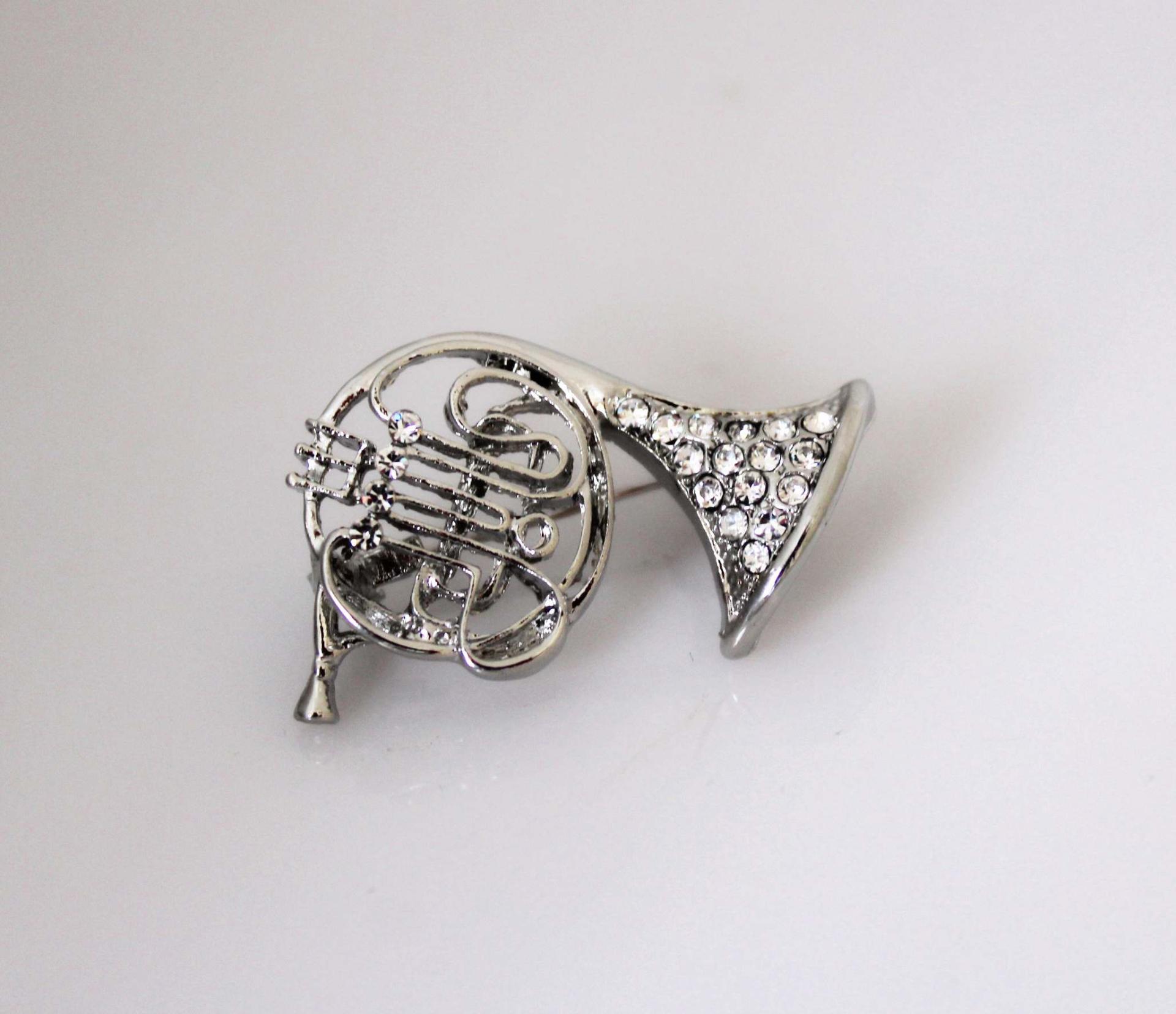 French Horn Brooch Pin